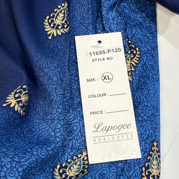 Lapogee India Blue Gold Polyester Dress New With Tags Women Size XL - Picture 15 of 16